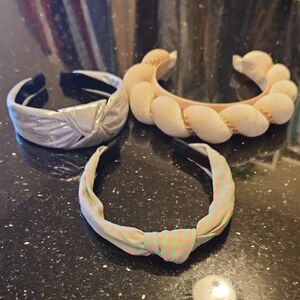 Stylish Kids Headband Set - Silver, Cream, Pink Set Of 3